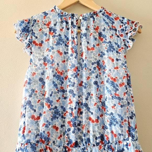 Aritzia Little Moon Rarity Blue Floral Feminine Ruffle Midi Casual Dress Sz XS. - Picture 10 of 16